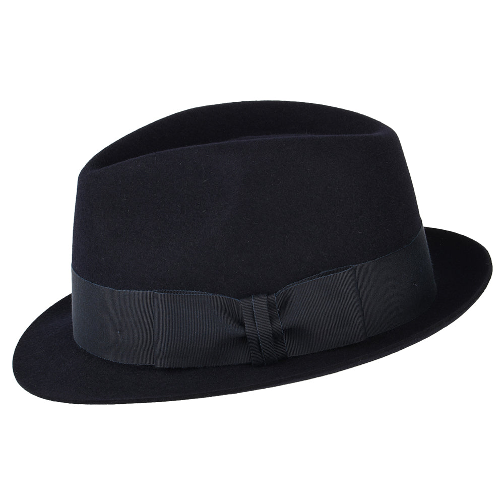 Chapeau Trilby en Fourrure Feutrée Pinch Vegas bleu marine CHRISTYS