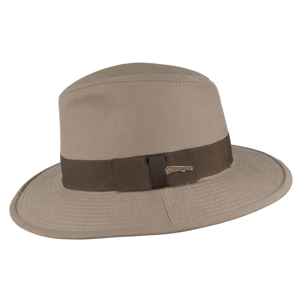 Chapeau Fedora Safari en Coton khaki INDIANA JONES