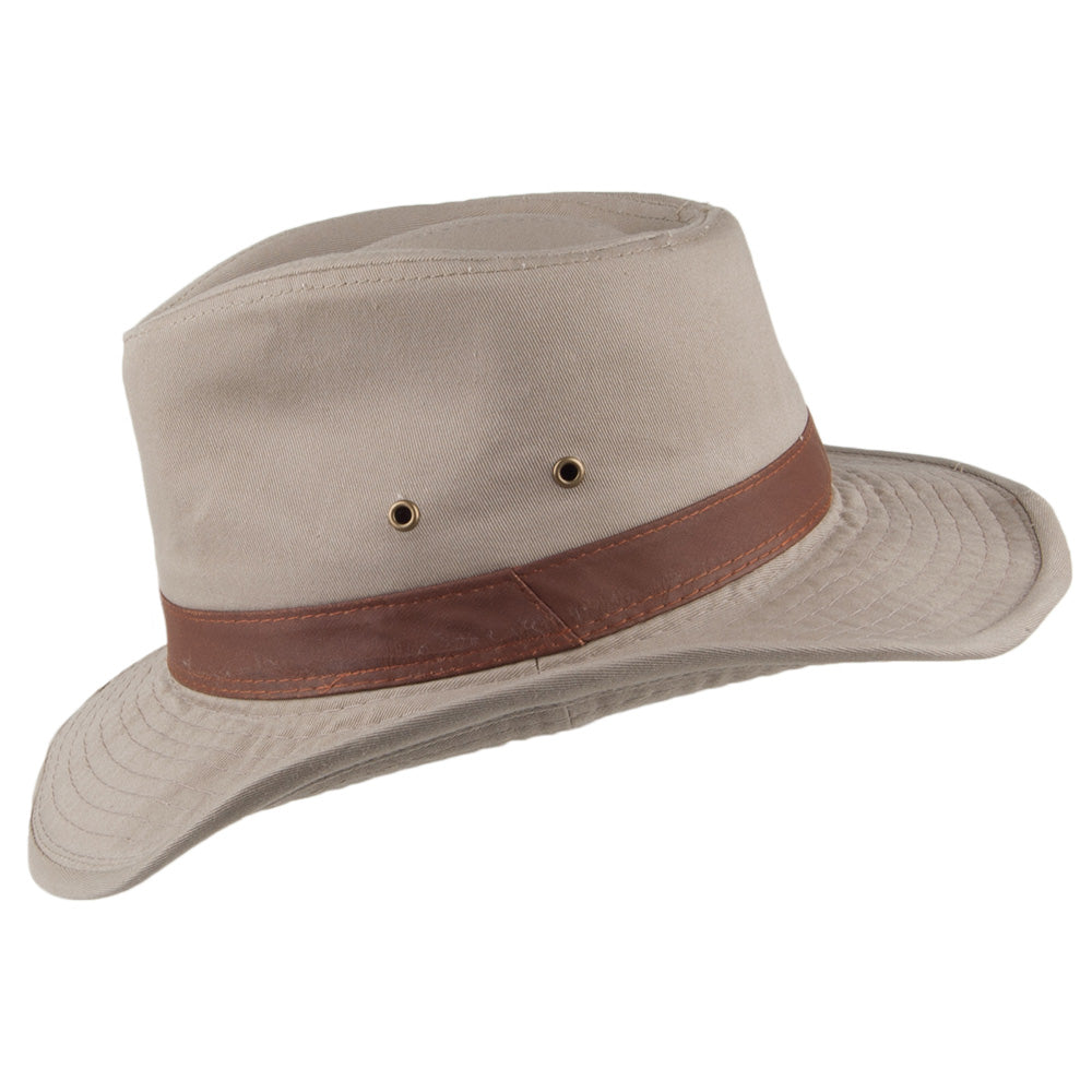 Chapeau Australien en Coton Sergé Délavé khaki DORFMAN PACIFIC