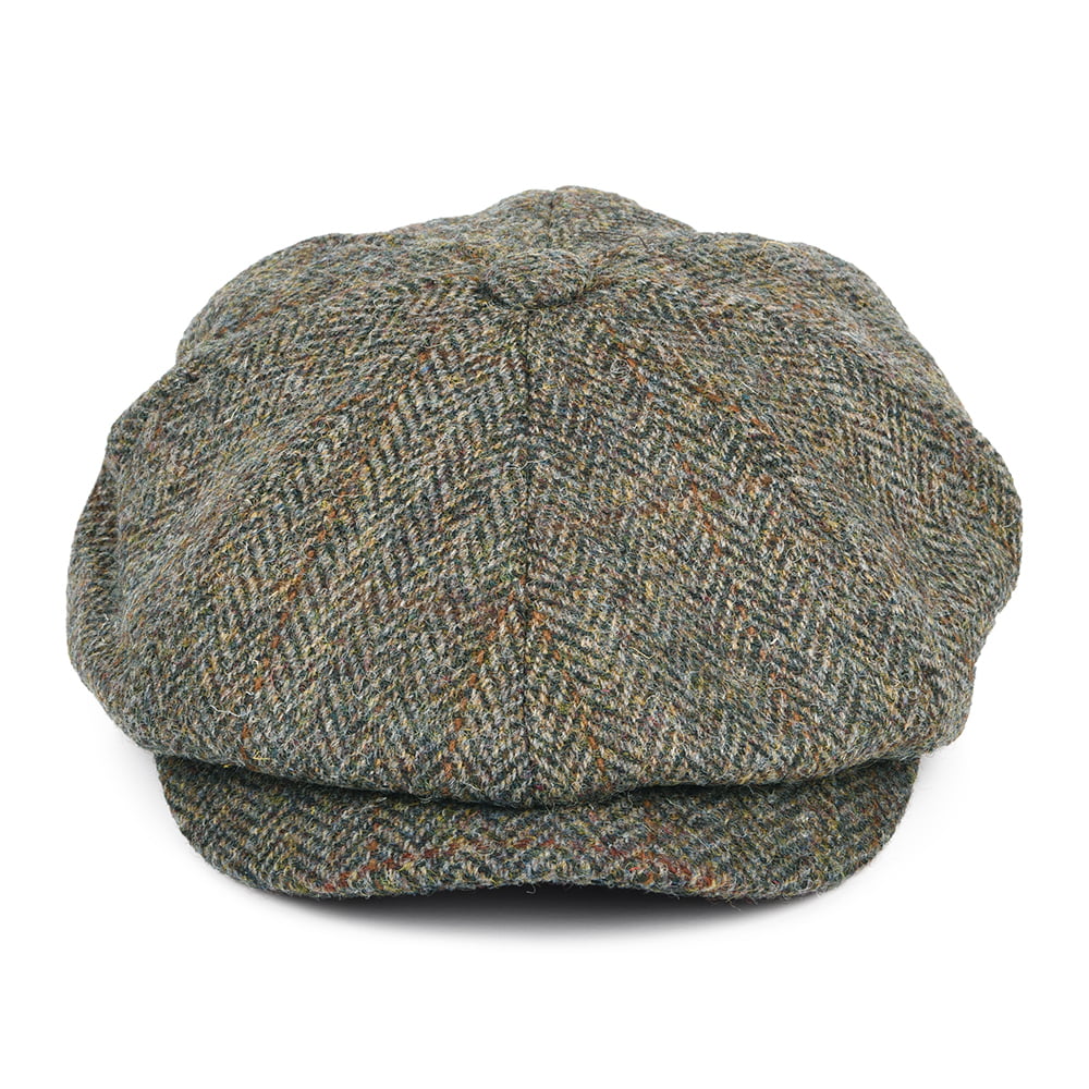 Casquette Gavroche en Harris Tweed à Chevrons Carloway vert-bleu FAILSWORTH