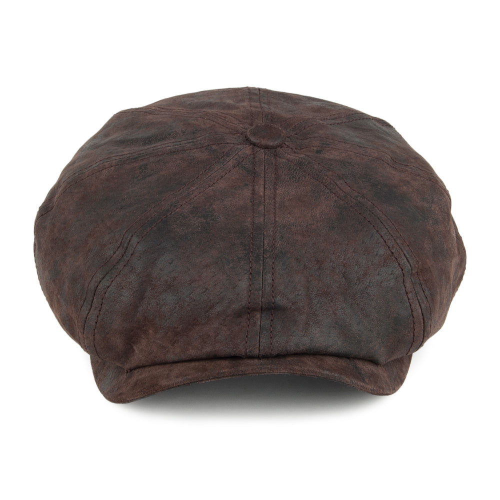 Casquette Gavroche en Cuir Hatteras marron STETSON