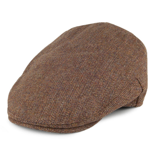 Casquette Plate en Tweed à Chevrons Balmoral Country olive-marron CHRISTYS