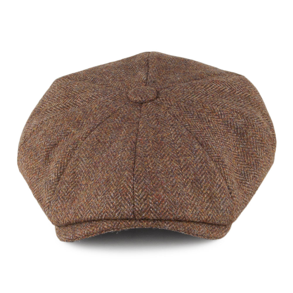 Casquette Gavroche en Tweed à Chevrons Country marron CHRISTYS