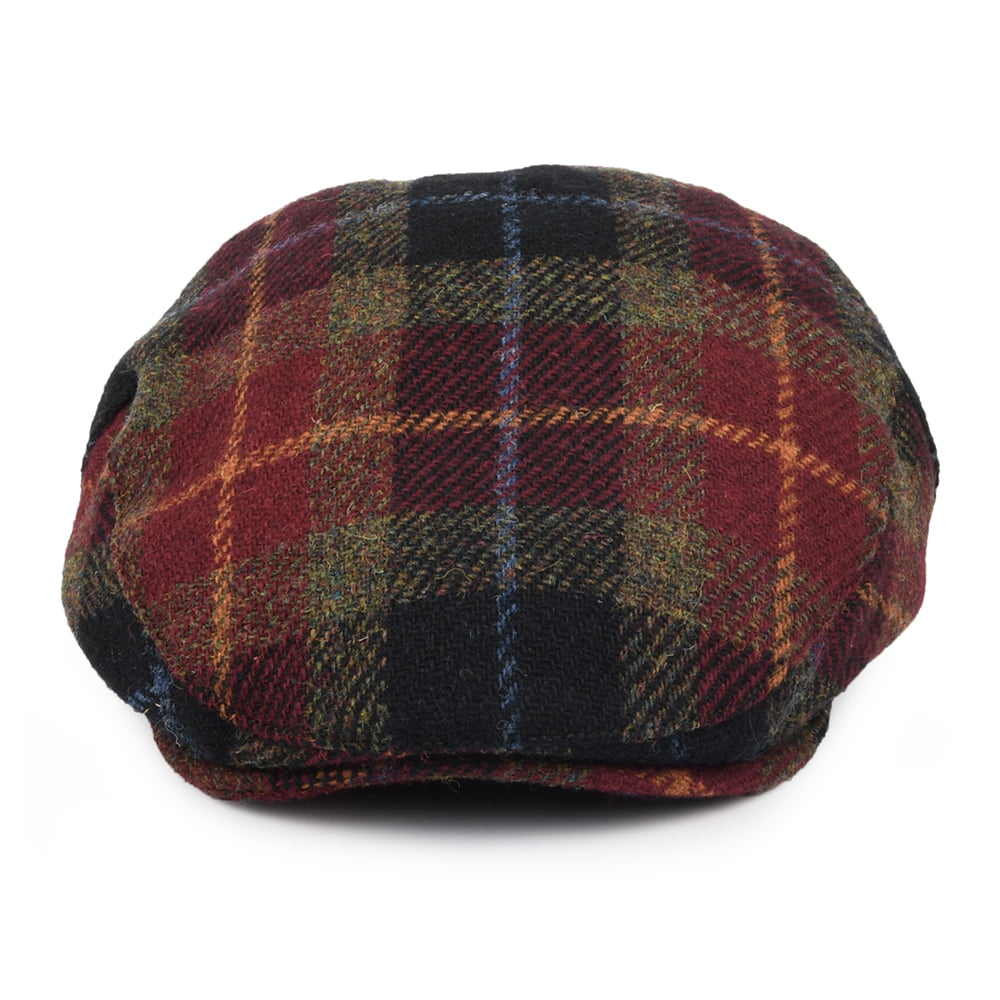 Casquette Plate en Harris Tweed Callanish mélange de bordeaux JAXON & JAMES