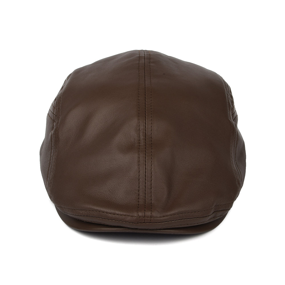 Casquette Plate en Cuir marron SEEBERGER