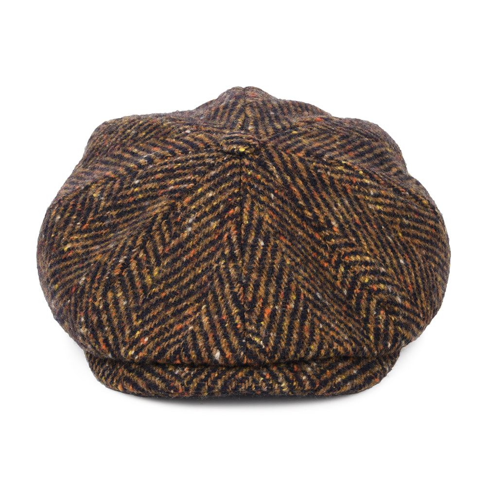 Casquette Gavroche en Laine Vierge à Chevrons Hatteras bleu marine-cognac STETSON