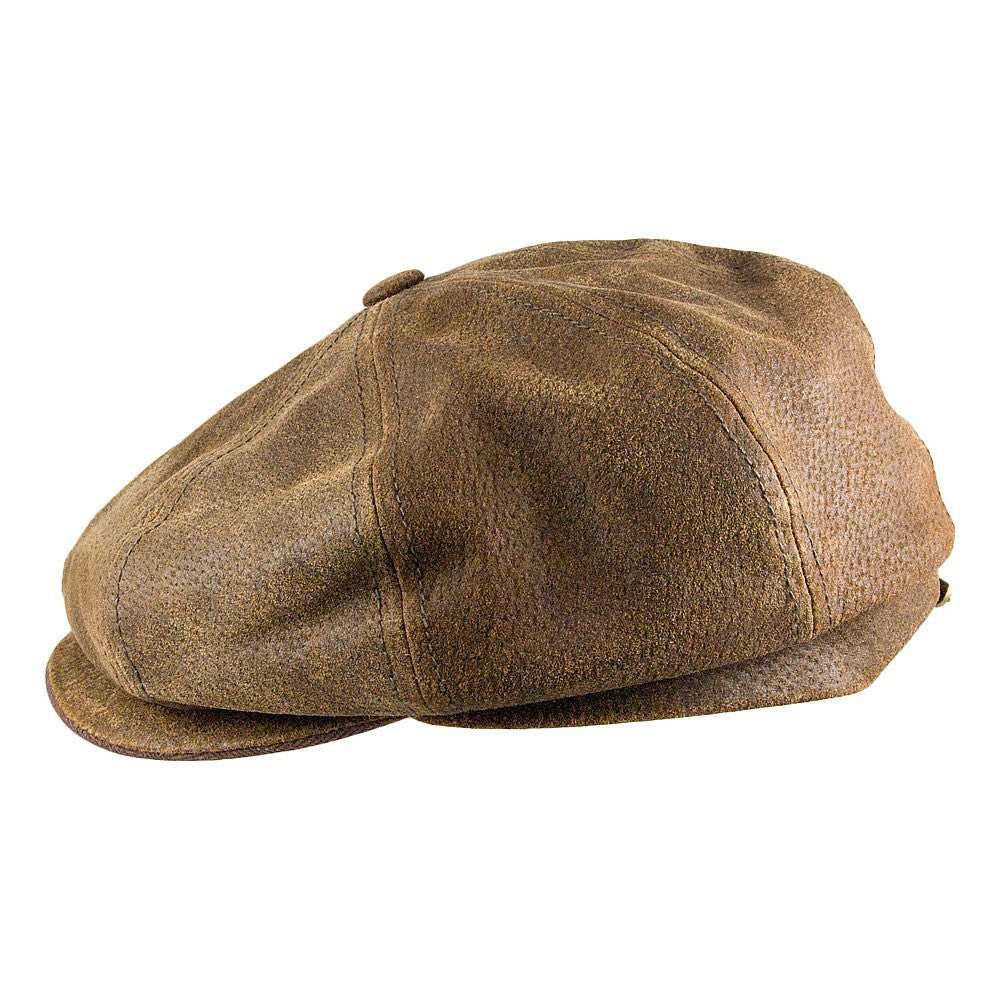 Casquette Gavroche en Cuir Burney marron STETSON