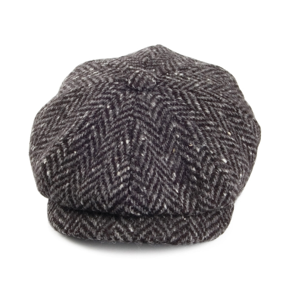 Casquette Gavroche en Tweed du Donegal à Chevrons gris CITY SPORT