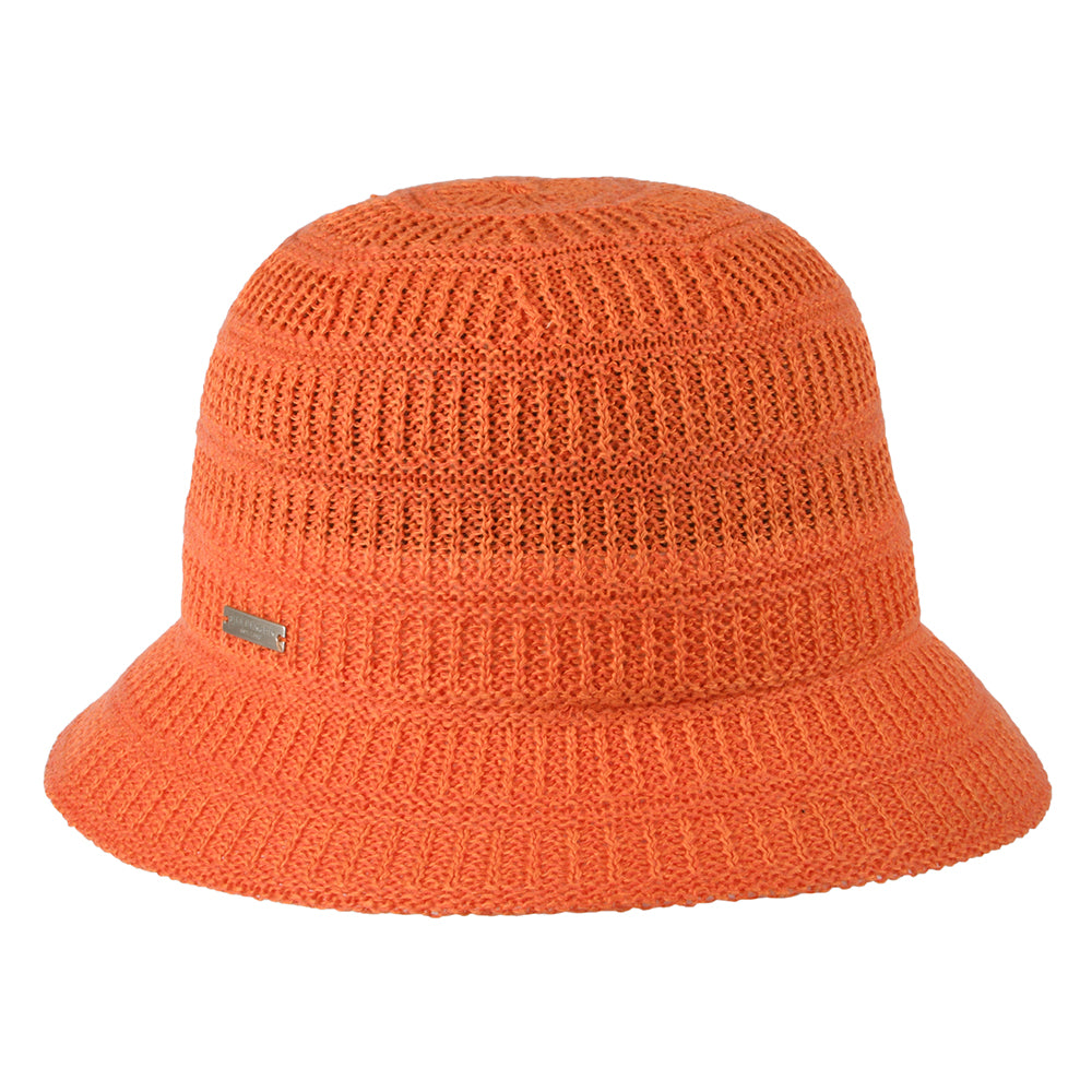 Chapeau Bob en Lin Mélangé Tricoté orange SEEBERGER