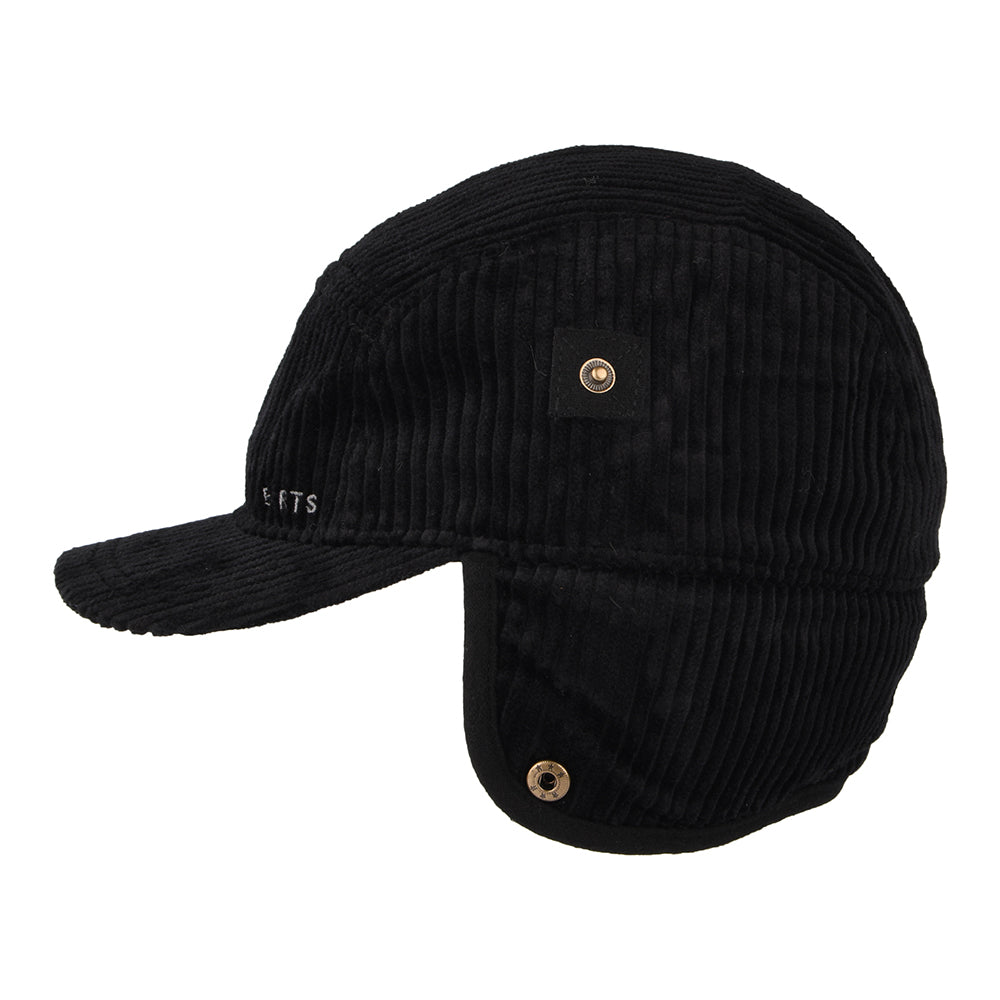 Casquette 5 Panel en Velours Côtelé Avec Protège-Oreilles Rayner noir BARTS