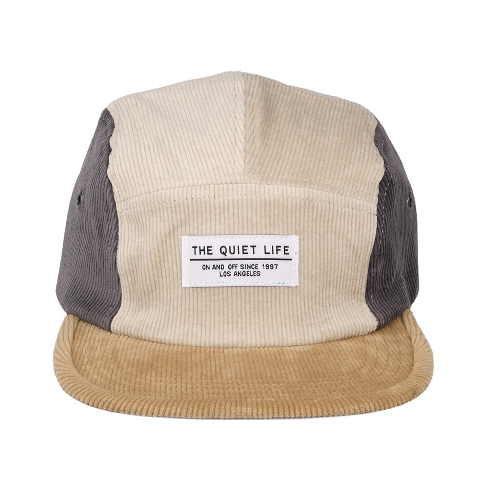 Casquette 5 Panel en Velours Côtelé Colour Block beige sable-gris THE QUIET LIFE