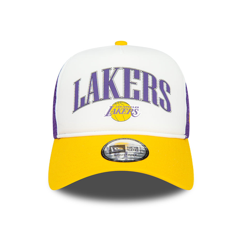 Casquette Trucker NBA Retro A-Frame L.A. Lakers blanc-jaune-violet NEW ERA