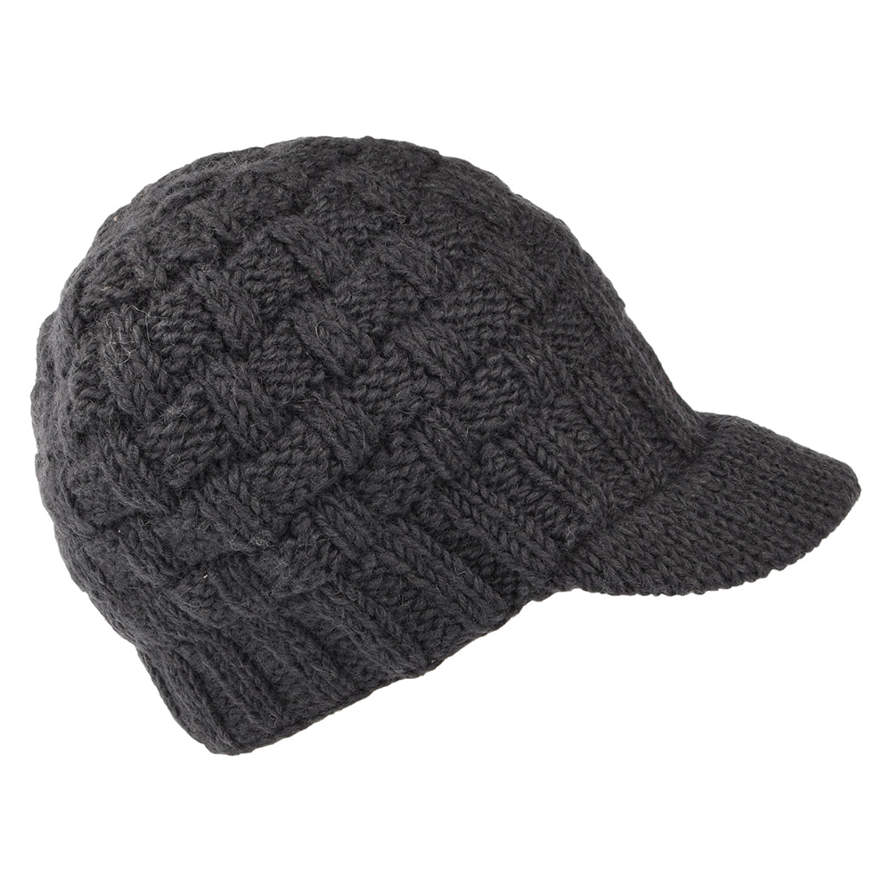 Bonnet à Visière Maille Nattée anthracite KUSAN