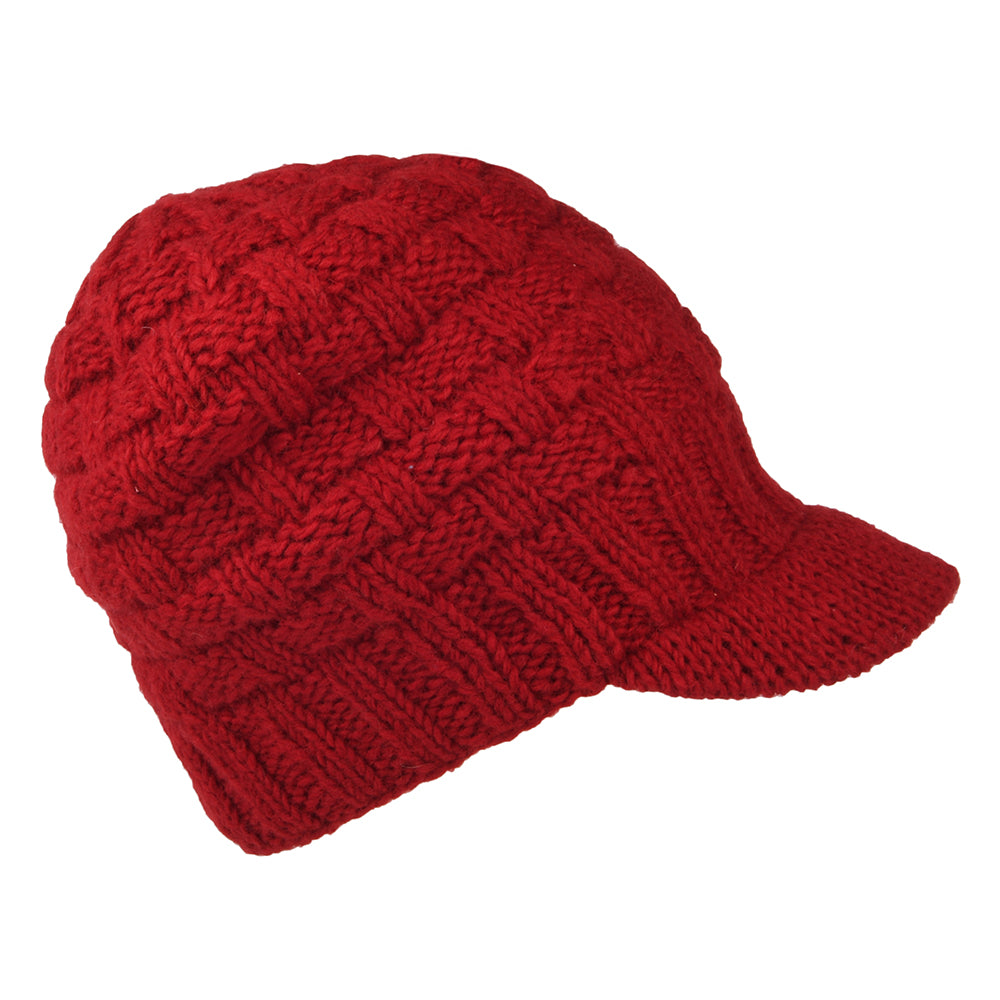 Bonnet à Visière Maille Nattée rouge KUSAN