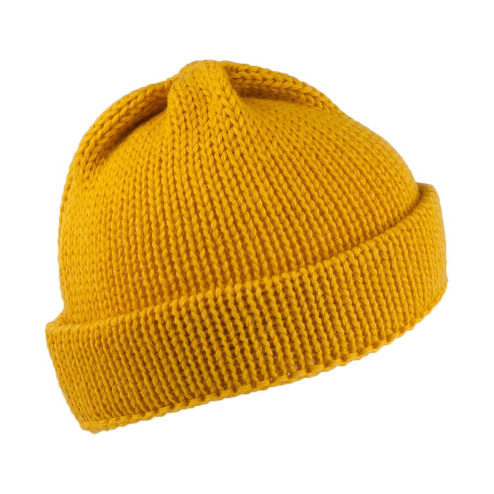 Bonnet Marin Court en Laine Anglaise jaune HIGHLAND 2000