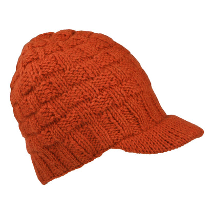 Bonnet à Visière Maille Nattée ocre KUSAN