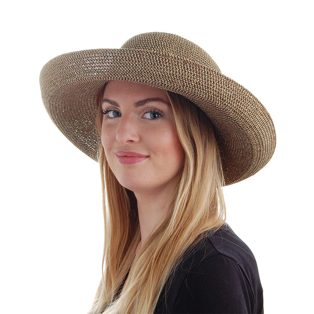 Chapeau Été Pliable Traveller naturel-noir SUR LA TÊTE - VENTE EN GROS