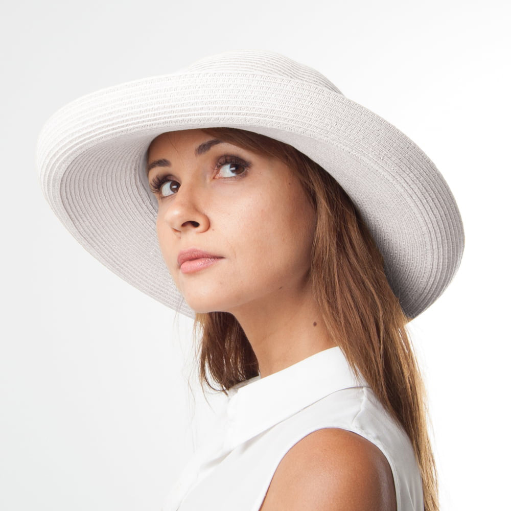 Chapeau Été Pliable Traveller blanc SUR LA TÊTE - VENTE EN GROS